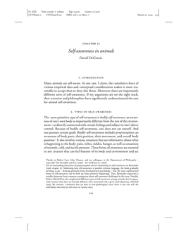 Self-Awareness in Animals David Degrazia