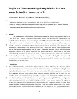 Insights Into the Recurrent Energetic Eruptions That Drive Awu Among the Deadliest Volcanoes on Earth