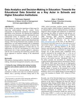 Data Analytics and Decision-Making in Education: Towards the Educational Data Scientist As a Key Actor in Schools and Higher Education Institutions