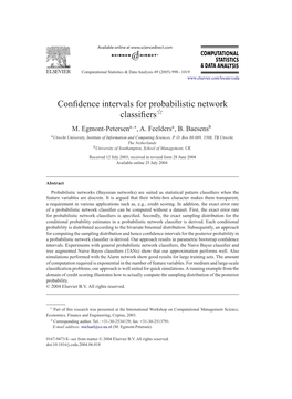 Confidence Intervals for Probabilistic Network Classifiers