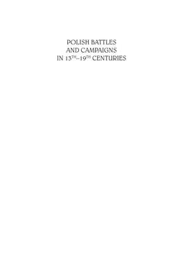 Polish Battles and Campaigns in 13Th–19Th Centuries