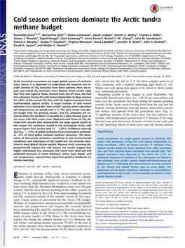 Cold Season Emissions Dominate the Arctic Tundra Methane Budget