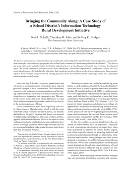 A Case Study of a School District's Information Technology Rural Development Initiative