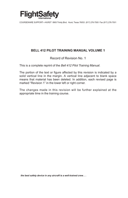 Bell 412SP Pilot Training Manual Volume 1, Revision 1