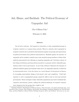 Aid, Blame, and Backlash: the Political Economy of Unpopular Aid