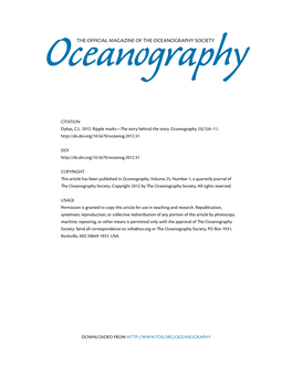 THE Official Magazine of the OCEANOGRAPHY SOCIETY