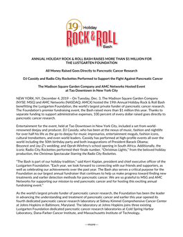 More--- ANNUAL HOLIDAY ROCK & ROLL BASH RAISES MORE THAN