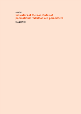 Indicators of the Iron Status of Populations: Red Blood Cell Parameters Sean Lynch