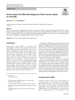 The Differential Diagnosis of Bone Marrow Edema on Wrist MRI