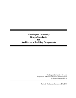 Washington University Design Standards for Architectural Building Components