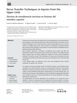 Nerve Transfer Techniques in Injuries from the Upper Limb