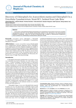 Discovery of Chlorophyll D in Acaryochloris Marina And