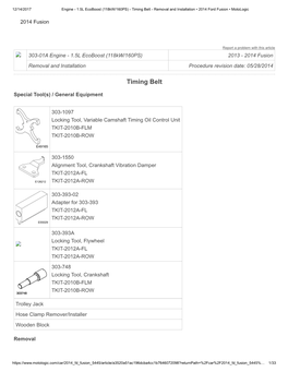 Timing Belt - Removal and Installation • 2014 Ford Fusion • Motologic