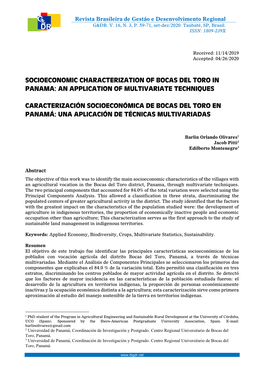 Socioeconomic Characterization of Bocas Del Toro in Panama: an Application of Multivariate Techniques