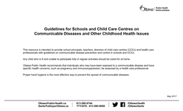 Guidelines for Schools and Child Care Centres on Communicable