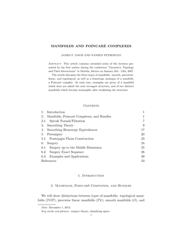 Types of Manifolds and Poincaré Complexes