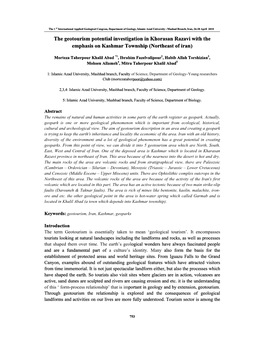 The Geotourism Potential Investigation in Khorasan Razavi with the Emphasis on Kashmar Township (Northeast of Iran)