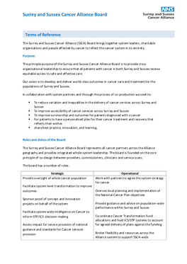 Surrey and Sussex Cancer Alliance Board Terms of Reference