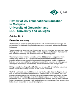 University of Greenwich and Segi University and Colleges