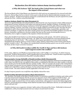 1) Why Did Jackson “Kill” the Bank of the United States and What Was the Impact of His Actions?