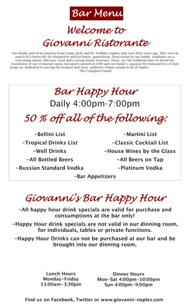 Giovanni's Bar Happy Hour