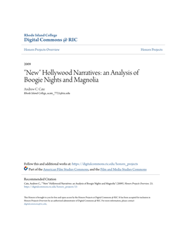 An Analysis of Boogie Nights and Magnolia Andrew C