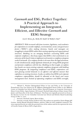 A Practical Approach to Implementing an Integrated, Efficient, and Effective Caremark and EESG Strategy