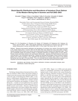 Stock-Specific Distribution and Abundance of Immature Chum Salmon in the Western Bering Sea in Summer and Fall 2002–2003