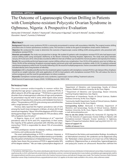 The Outcome of Laparoscopic Ovarian Drilling in Patients With