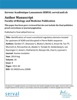 Author Manuscript Faculty of Biology and Medicine Publication