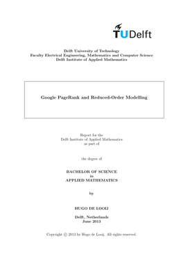 Google Pagerank and Reduced-Order Modelling