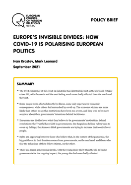 Europe's Invisible Divides: How Covid-19 Is Polarising European