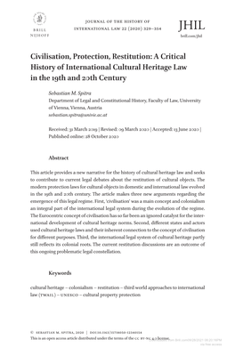 A Critical History of International Cultural Heritage Law in the 19Th and 20Th Century