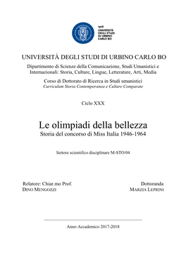 Le Olimpiadi Della Bellezza Storia Del Concorso Di Miss Italia 1946-1964