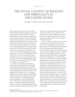 The Social Context of Religion and Spirituality in the United States