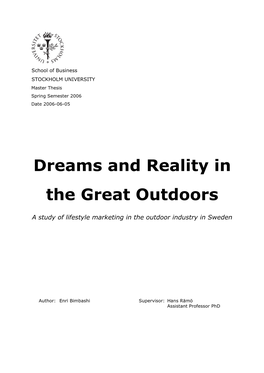 Dreams and Reality in the Great Outdoors