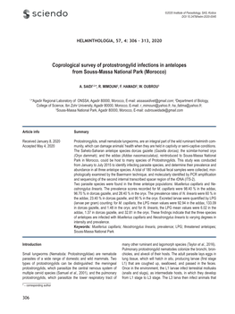 Coprological Survey of Protostrongylid Infections in Antelopes from Souss-Massa National Park (Morocco)