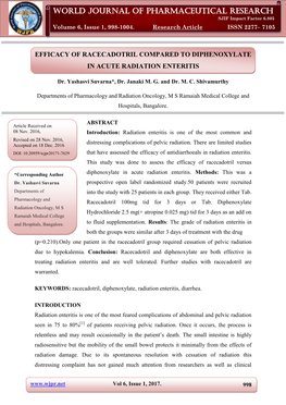 World Journal of Pharmaceutical Research Yashasvi Et Al