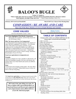 BALOO's BUGLE Volume 21, Number 6 “Make No Little Plans; They Have No Magic to Stir Men's Blood and Probably Themselves Will Not Be Realized