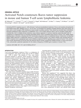 Activated Notch Counteracts Ikaros Tumor Suppression in Mouse and Human T-Cell Acute Lymphoblastic Leukemia