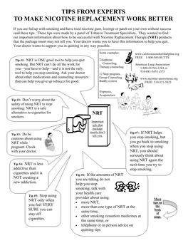 Tips from Experts to Make Nicotine Replacement Work Better