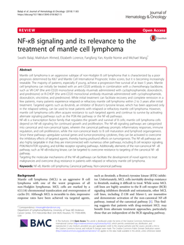 NF-Κb Signaling and Its Relevance to the Treatment of Mantle Cell Lymphoma