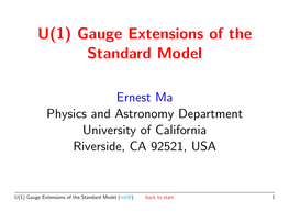 U(1) Gauge Extensions of the Standard Model