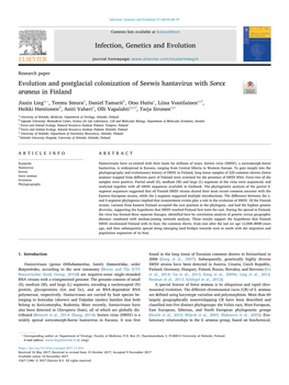 Evolution and Postglacial Colonization of Seewis Hantavirus with Sorex Araneus in Finland