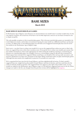 BASE SIZES March 2019