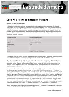 Dalla Villa Masnada Di Mozzo a Petosino