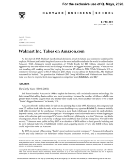 Walmart Inc. Takes on Amazon.Com