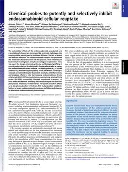 Chemical Probes to Potently and Selectively Inhibit Endocannabinoid