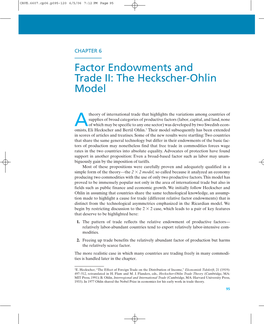 The Heckscher-Ohlin Model
