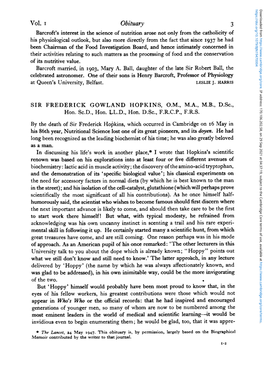 Sir Frederick Gowland Hopkins O.M., M.A., M.B., D.Sc., Hon. Sc.D., Hon. LL.D., Hon. D.Sc., F.R.C.P., F.R.S